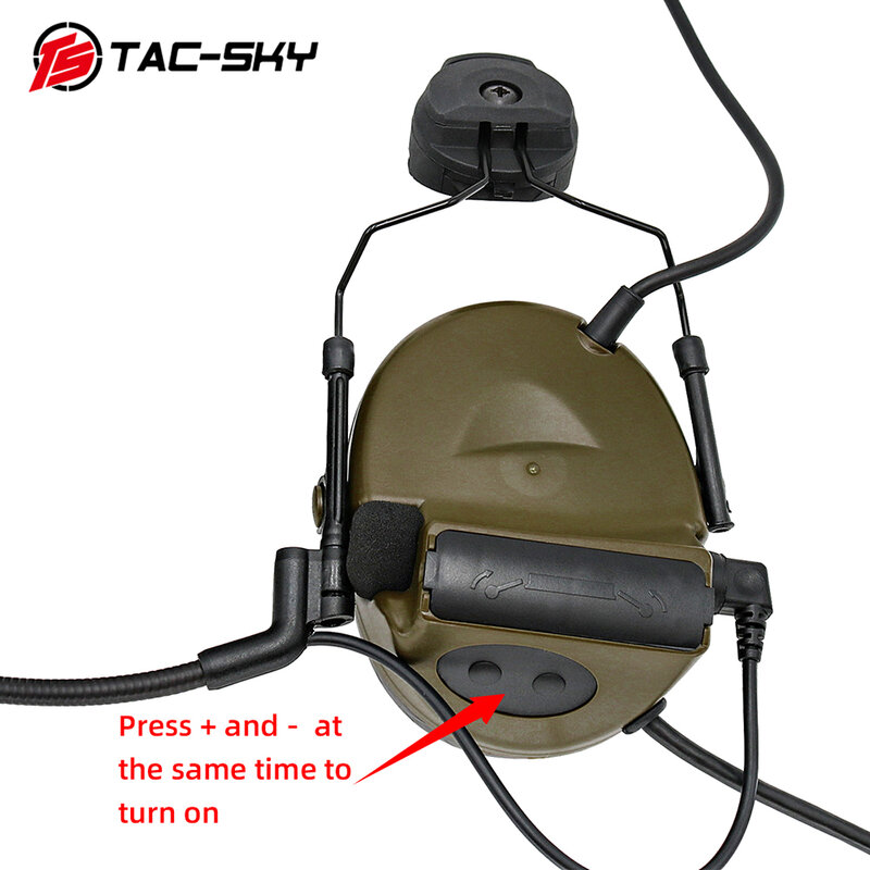 Tac-sky COMTAC II auriculares tácticos con adaptador de riel de arco, protección auditiva, auriculares Airsoft, orejera de tiro con cancelación de ruido