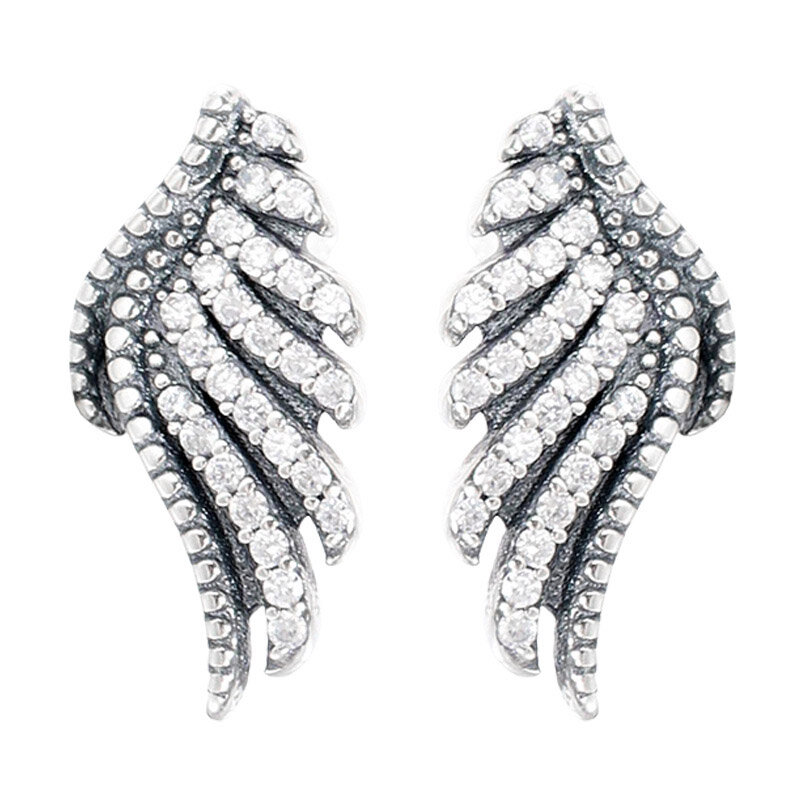 925 Sterling Silver Majestic Feathers Leaves Snowflake Allure Clover Petals Of Love Earring Fit Original Europe Jewelry Gift