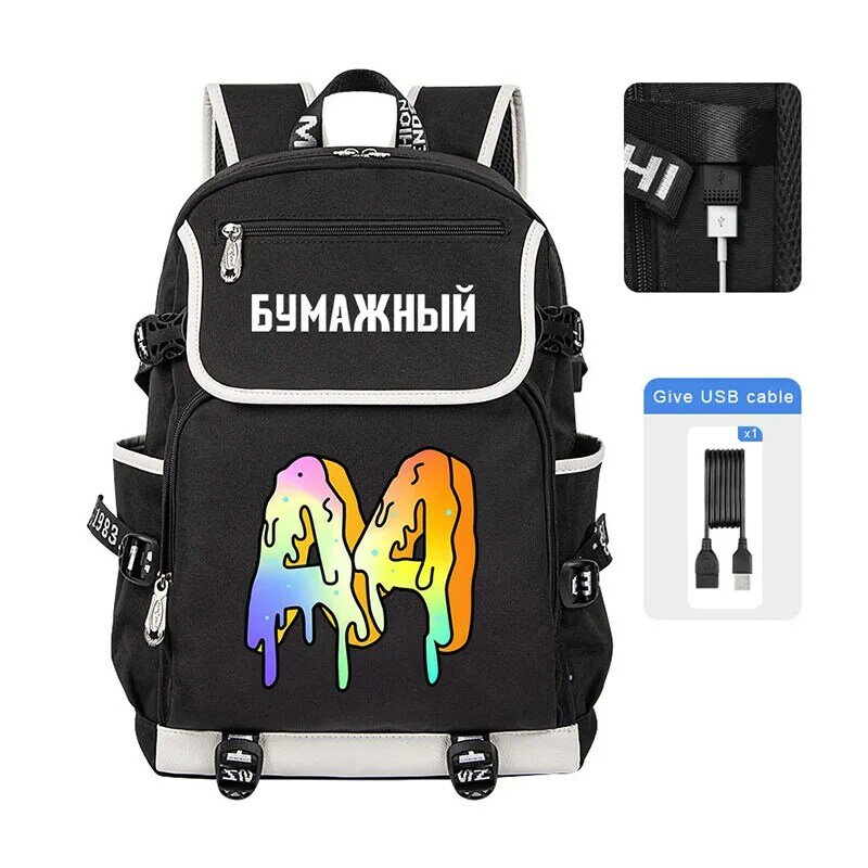 New Fashion Merch A4 Crianças mochila Schoolbag USB A4 Lamba Kids Book Bag Alta capacidade USB Homens Mulheres adolescente laptop saco de viagem