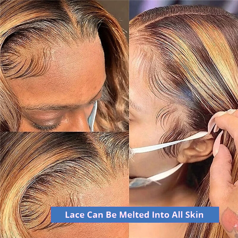 4/27 Gekleurde Accent Ombre Lace Frontale Pruik Body Wave Human Hair Pruiken 13X4 Lace Frontale Pruiken Braziliaans Haar Voor Vrouwen 30 Inch
