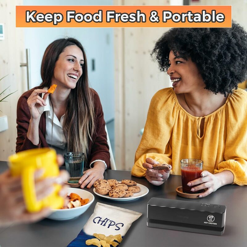 Bag Sealer, Mini 3000mAh Rechargeable Portable Food Saver Sealer with 5 Sealing Gear & 4.7" Heating Strip, Food Sealing Machine
