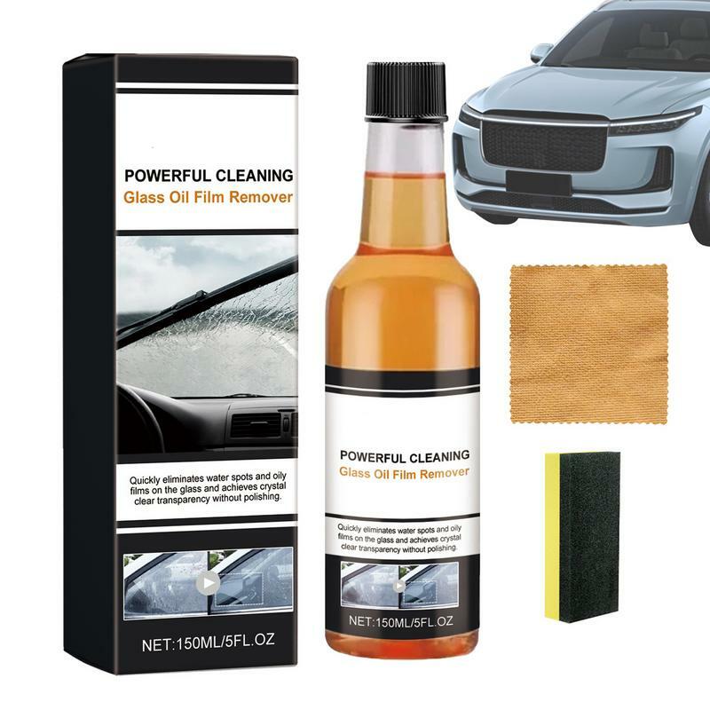 Nettoyant pour vitres de voiture avec serviette et éponge, film d'huile pour pare-brise, produits d'entretien des vitres polyvalents, injuste, 150ml