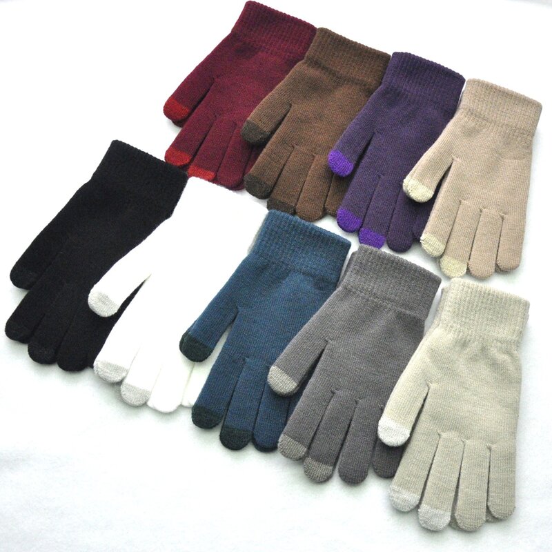 Новая зимняя модель, трикотажные рукавицы для сенсорных экранов с тремя пальцами для мужчин и женщин, для студентов, перчатки для велоспорта и лыжного спорта