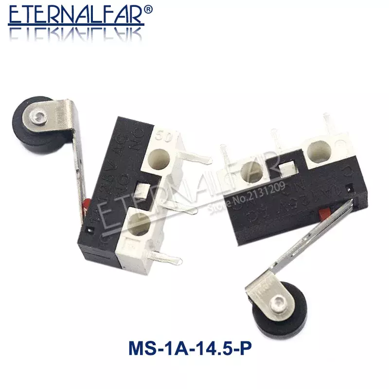 Micro interrupteur de fin de course à bouton poussoir momentané, interrupteur de souris, 1A, 125V AC, 3 broches, longue poignée, bras de levier à roulettes, SPDT, 12x6x6mm