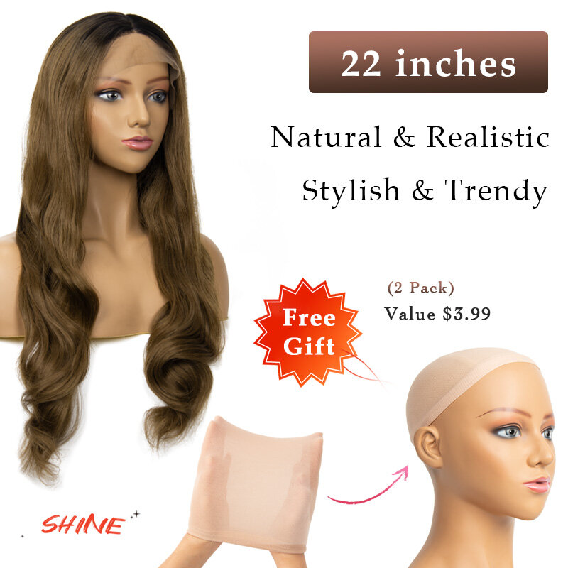 Peruca de cabelo sintético ombre colorido para mulheres, frente de renda, corpo ondulado, cosplay, resistente ao calor, osso, colorido, 13x4