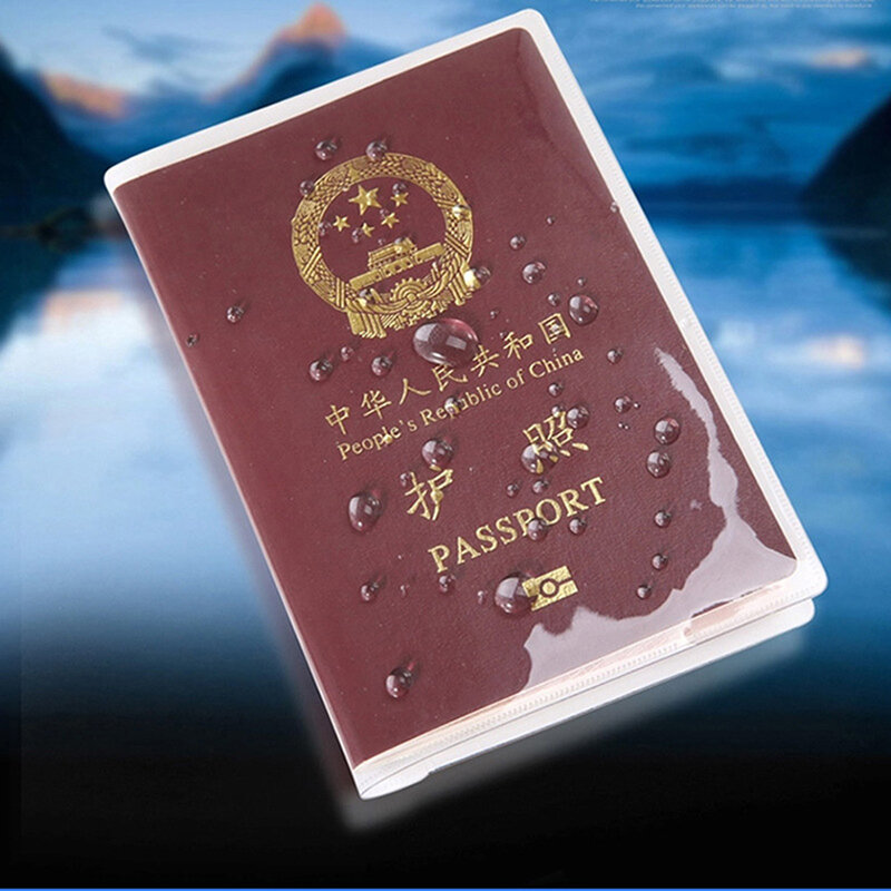 1 buah pemegang paspor trail tahan air perjalanan penutup tempat Kartu Kredit Bisnis tempat Dompet Dompet transparan pemegang kartu ID PVC