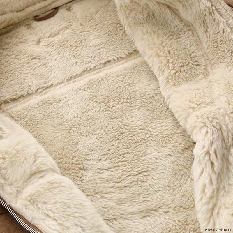 Manteau d'hiver long en peau de mouton pour femmes, vestes en faux cuir, col en fourrure, noir, solide, décontracté, fermeture éclair, chaud