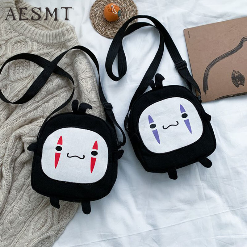 Anime Cute No Face Man Plush Bag Hayao Miyazaki Messenger Bag for Kids Adults Kawaii School Bags Unisex