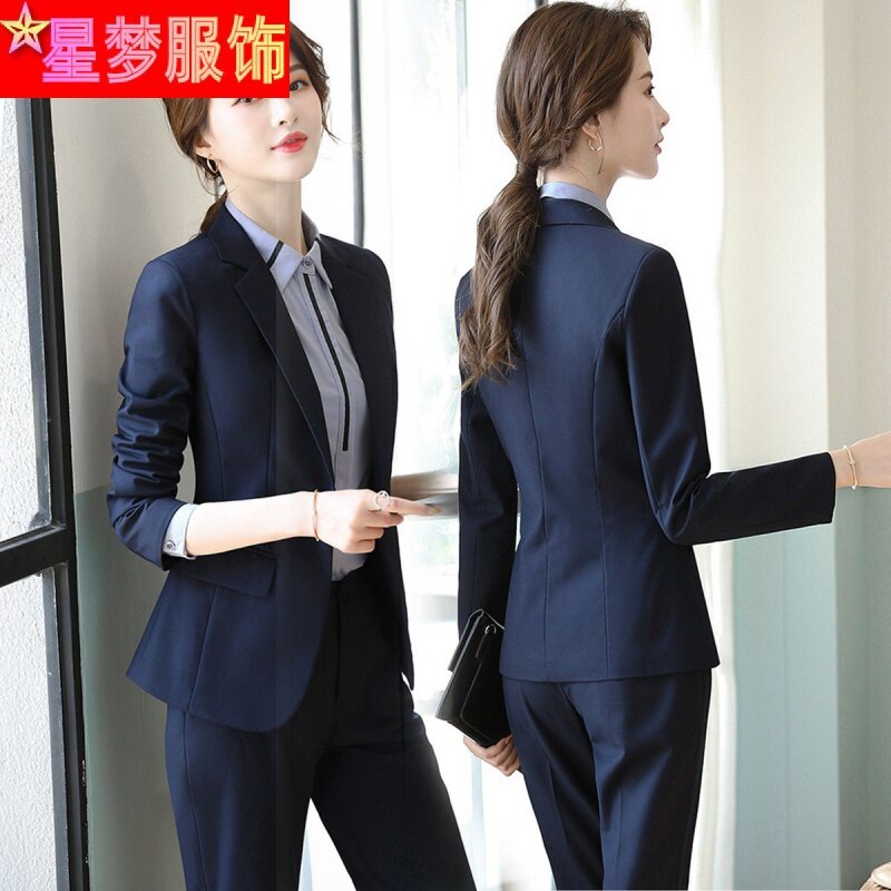 Ropa Formal de negocios para mujer, traje de chaqueta para entrevista de estudiantes universitarios, ropa de trabajo, primavera y otoño, 9822