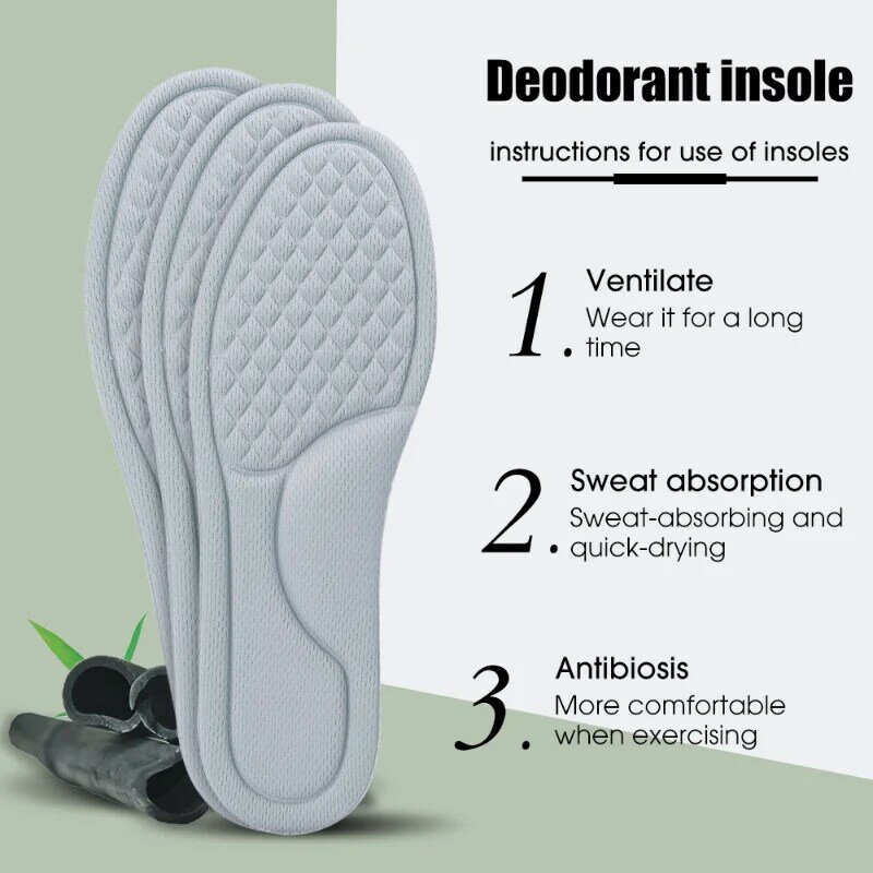 4PCS Sweat-Absorbing Insoles for Shoes Sport Massage Breathable Deodorant Insole for Feet Growing Sole Sponge Shoe Inserts Pad