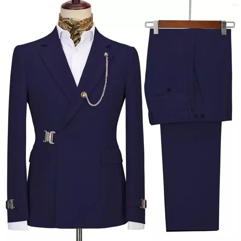 Abiti da uomo Blazer Pants for Men Jacket Italian Designer Party Wedding Slim Fit Homme 2 pezzi abbigliamento risvolto senza accessori