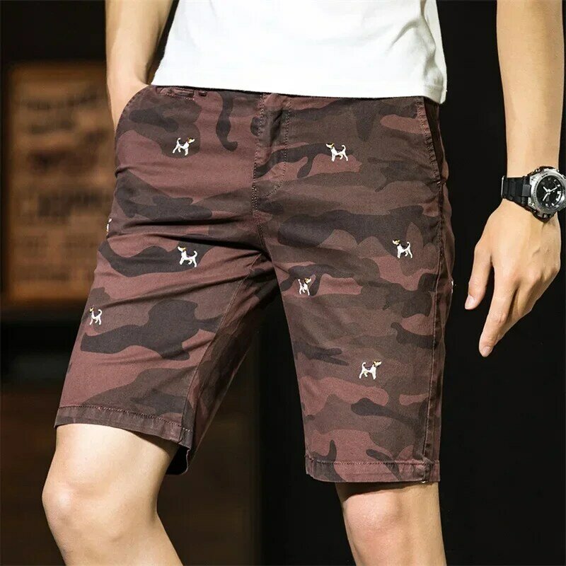 Men's Summer New Cargo Shorts Camo Youth Fashion Leisure Slim Fit Pure Cotton Breathable Camouflage Big Size Pants Casual Shorts
