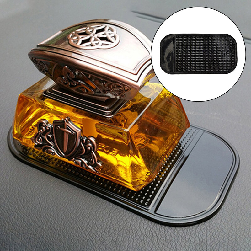 Esteira antiderrapante removível do carro, etiqueta do armazenamento do perfume, preto, viscosidade forte super, reciclável, 13x7cm, 1PC