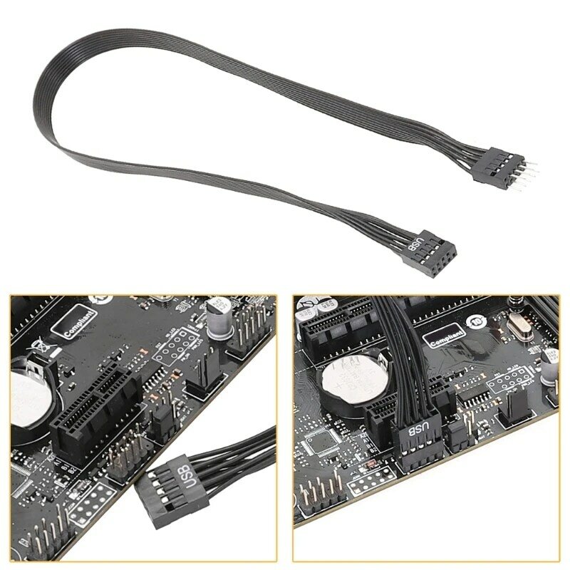 Computer Chassis Front Motherboard 9Pin USB 2.0 Extension Cable 20cm/30cm/50cm