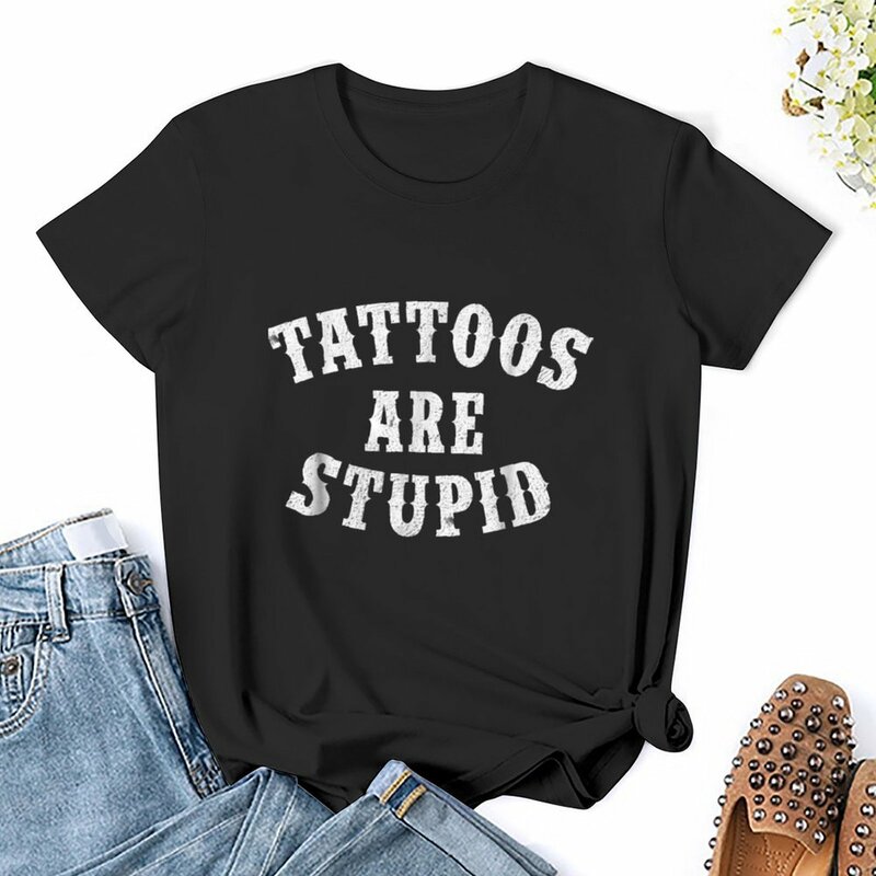 Tattoos sind dumm lustig sarkastisch Tattoo Geschenk T-Shirt Frau Kleidung T-Shirt Kleid für Frauen lang