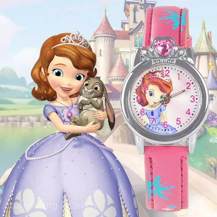 女の子と学生のためのディズニー冷凍時計,女の子のための漫画の王女の腕時計,誕生日プレゼント