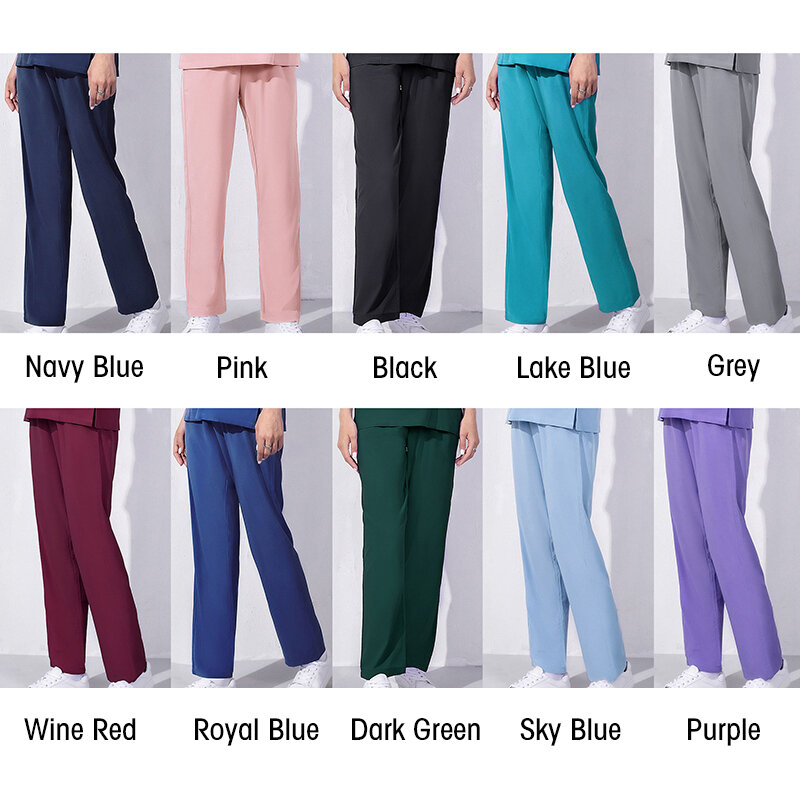 กางเกงสแปนเด็กซ์สำหรับใส่ทำงานสีทึบกางเกงหมอพยาบาลดูแลฟันกางเกงขัดดูแลสปา