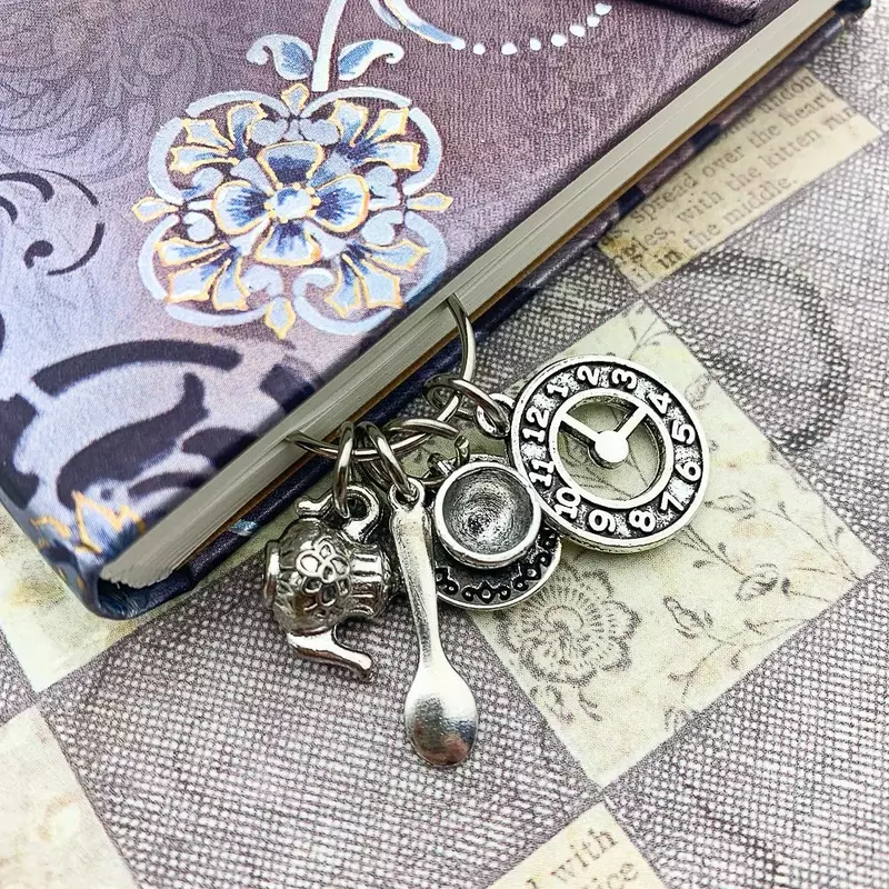 Vintage Siver Teatime Paper Clips Cute Bookmark Ins Style Book Decoration Notebook Planner Accessories