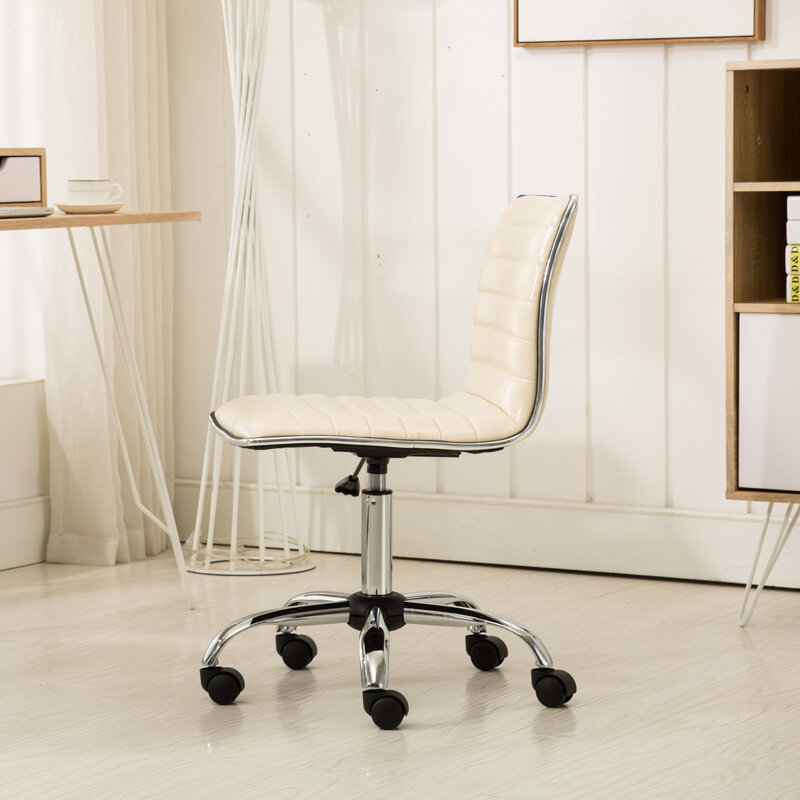 조정 가능한 Fremo 크롬 베이지 사무실 의자, 에어 리프트, 편안함과 지지대 향상