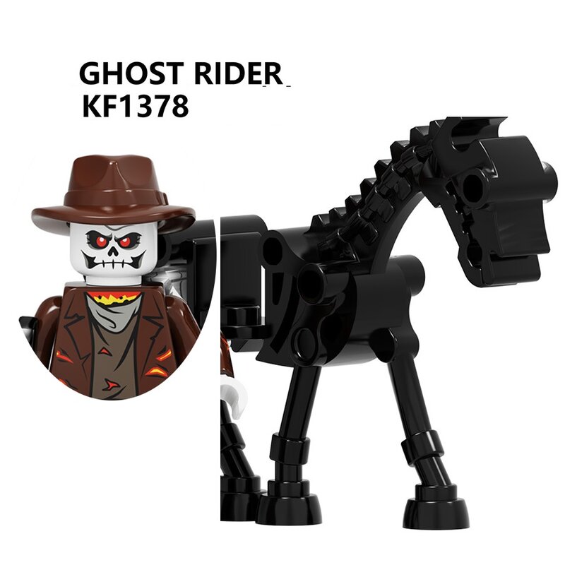 1 Set Superheld Rode Kap Ghost Rider Met Motorfiets Bouwsteen Mini Action Figure Speelgoed