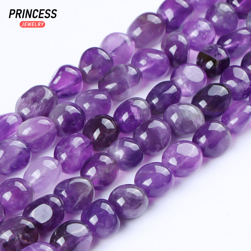 A + Amethyst alami kristal ungu 8-9*9-12mm manik-manik tidak beraturan untuk membuat perhiasan DIY kalung Aksesori Gelang