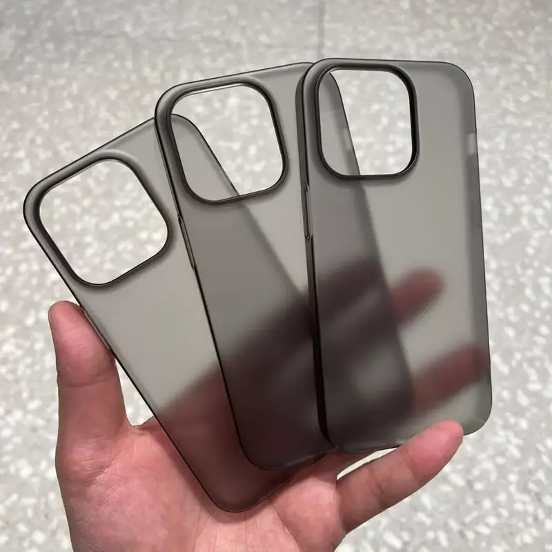 Funda de teléfono transparente translúcida de PC duro mate ultrafino para iPhone 15 14 Plus 13 12 Pro Max, funda trasera de piel sedosa delgada a prueba de golpes