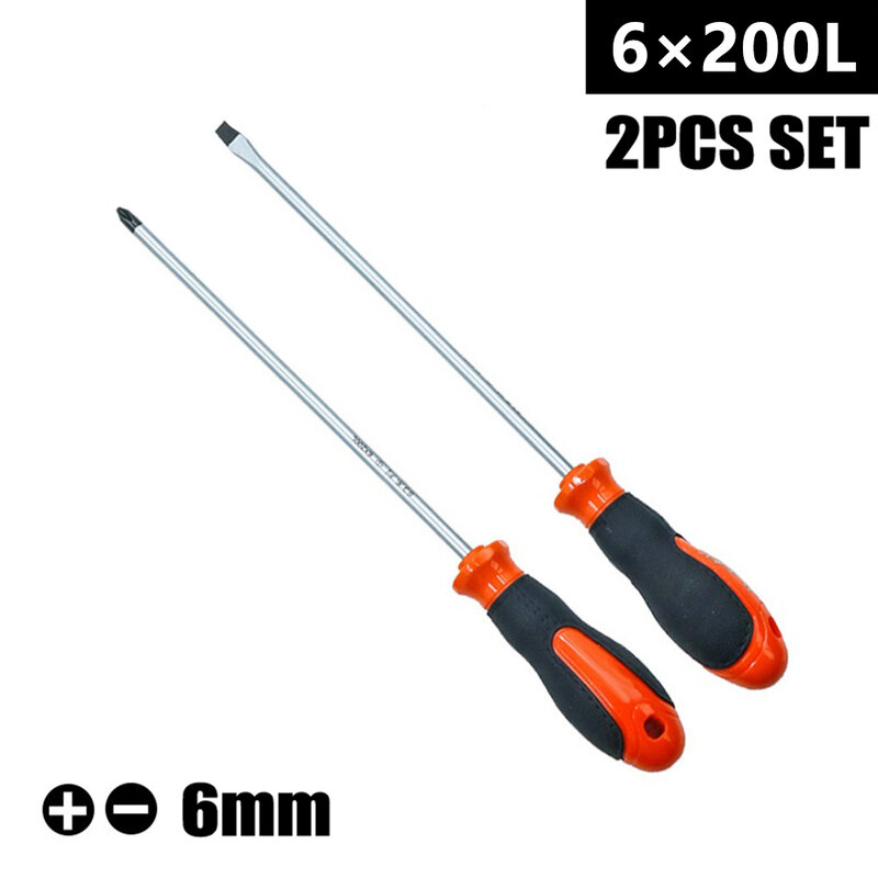 Anti Slip Handle Screwdriver Extend By 200mm Long Slotted Cross Screwdriver Magnetic Screwdriver With Rubber Handle