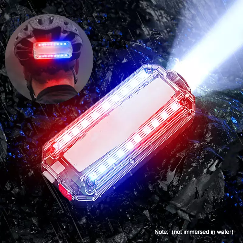 Czerwony i niebieski LED sygnalizator optyczny policja klips na ramię latarka Outdoor Running Light USB akumulator hełm ochronny lampa robocza