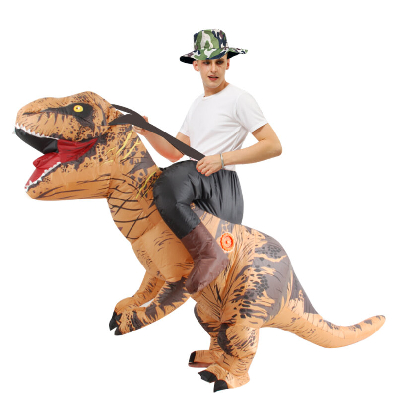 Fancy Mascot Dinosaurus Opblaasbare Kostuum Voor Volwassen Man Vrouw Rit Op Dino Kostuums Halloween Cosplay Jurk Kerst T-Rex pak
