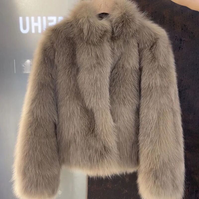 Vestes en fourrure de renard imitation fourrure pour femmes, fausse fourrure courte, chaud, optique, luxe, mode coréenne, hiver
