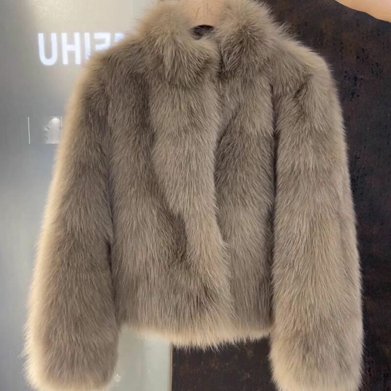 Women Luxury Furry Fur Coats Winter Short Faux Fur Coats Warm Thick Imitate Fox Furs Jackets Korean Fashion Loose Plush Jaqueta