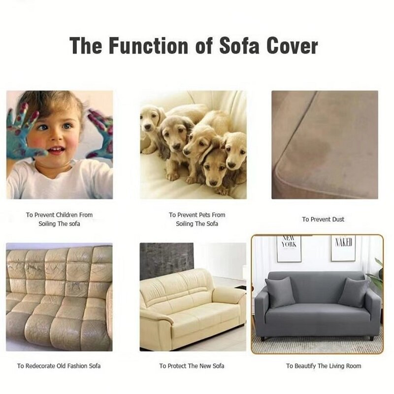 Elastic Solid Sofa Cover 1/2/3/4 Seater Cover for Sofa Couch Armchair L-shaped Corner Sofa Cover Slipcover for Living Room