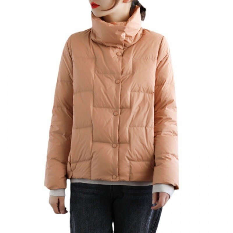 Mantel kualitas tinggi wanita, jaket longgar Semua cocok hangat pendek kerah berdiri Musim Dingin 2023