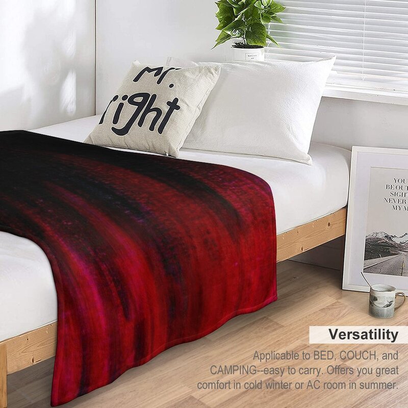 ผ้าห่มผ้าปูเตียงแบบแอบสแตรกผ้าห่มขนปุยคอสเพลย์อะนิเมะสำหรับฤดูร้อนสีแดงและสีดำ