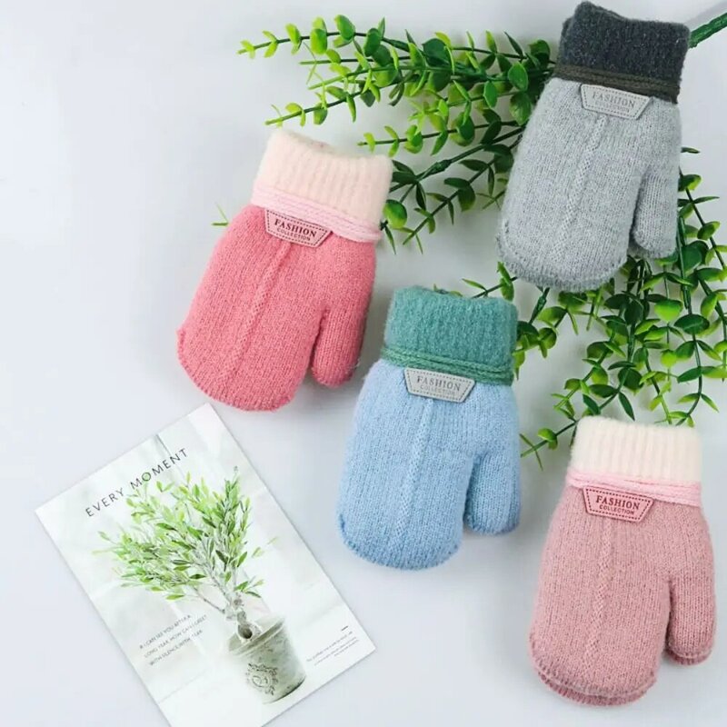 Gloves Solid Color Winter And Autumn Driving Korean Style Mittens Toddler Knitted Gloves Full Fingers Gloves Children's Mittens
