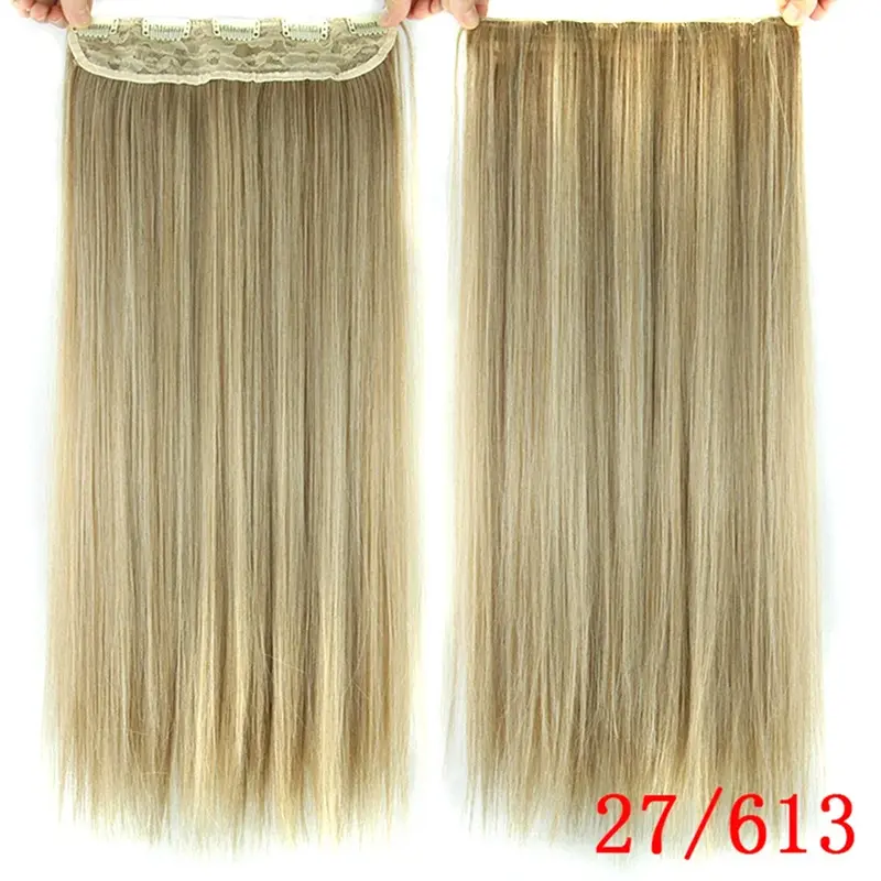 Synthetic Straight Long Clip In Hair Extension Hairpins Fake Hair Hairclip Black One Piece Fusion Hair Extensions