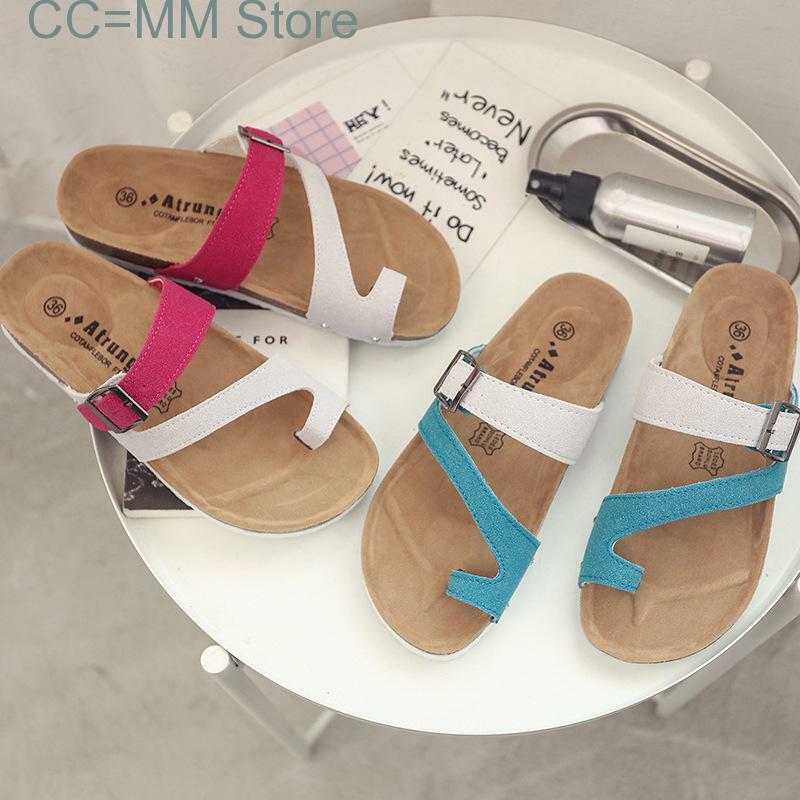 Nuova moda esterna fibbia pantofola in sughero donna estate colore misto Casual spiaggia Slip on infradito diapositive scarpa