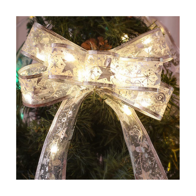 1 шт. 10 метров Рождественская лента, сказочные огни, Рождественская гирлянда «сделай сам» с бантом, Искусственная елка, украшение для дома, Рождество
