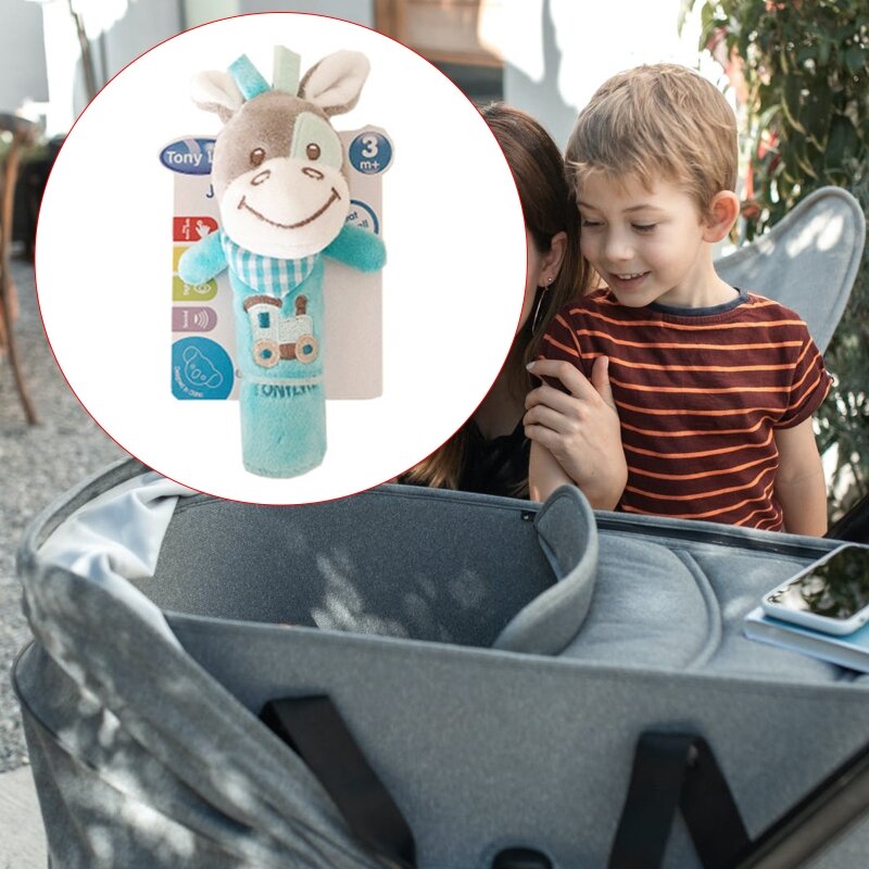Sonajero felpa 18cm, juguete con sonido interactivo para educación sensorial del bebé