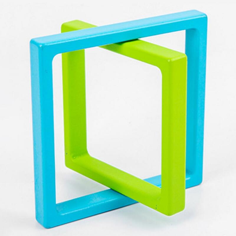 Drewniane klocki kolor tęczy kolorowe drewniane klocki geometryczne dla dzieci edukacyjne kształty Puzzle Puzzle na początku