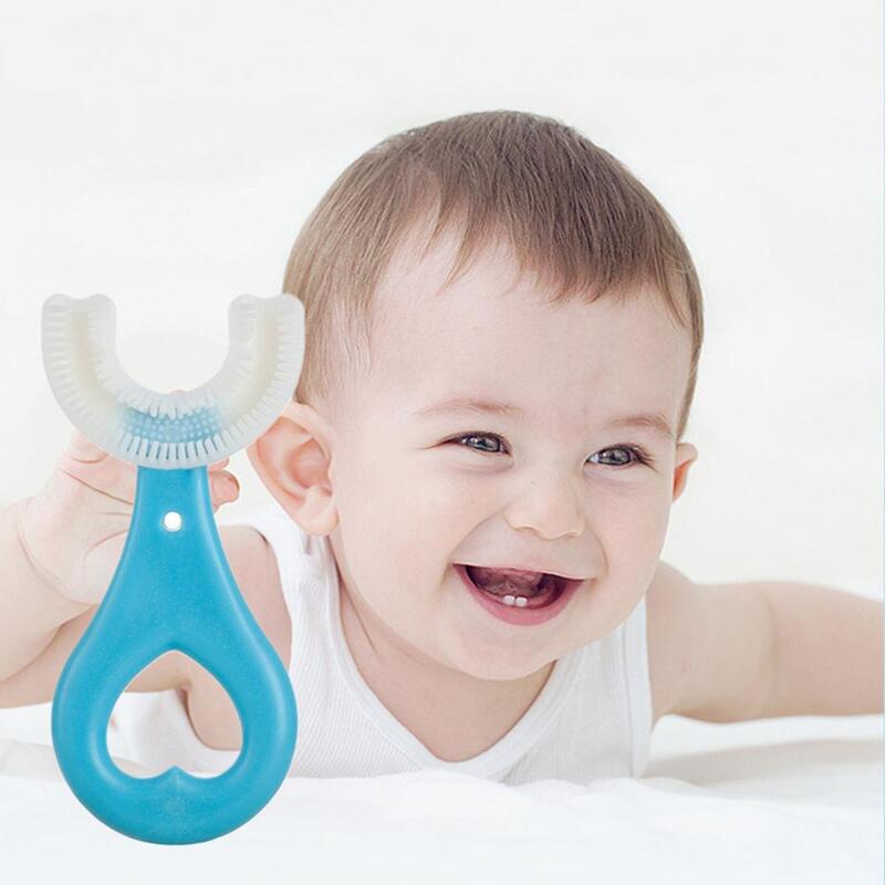 Brosse à dents en forme de U pour enfants, matériau de qualité alimentaire, fourrure douce, nettoyage des dents, soins dentaires pour bébé, résistant à 360