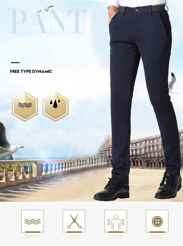 Męska wiosna jesień moda Business Casual garsonka z długimi spodniami spodnie męskie elastyczne proste formalne spodnie Plus duży rozmiar 28-40
