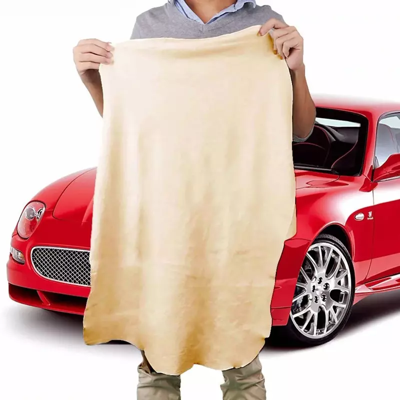 Paño de piel auténtica para limpieza de coche y motocicleta, toalla de secado rápido, súper absorbente, 1 piezas