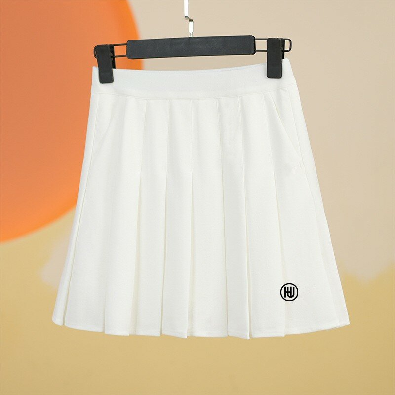 Rok Golf wanita mode 2024 dengan celana pengaman rok A-line saku musim panas rok lipit elastis pakaian olahraga tenis Golf wanita