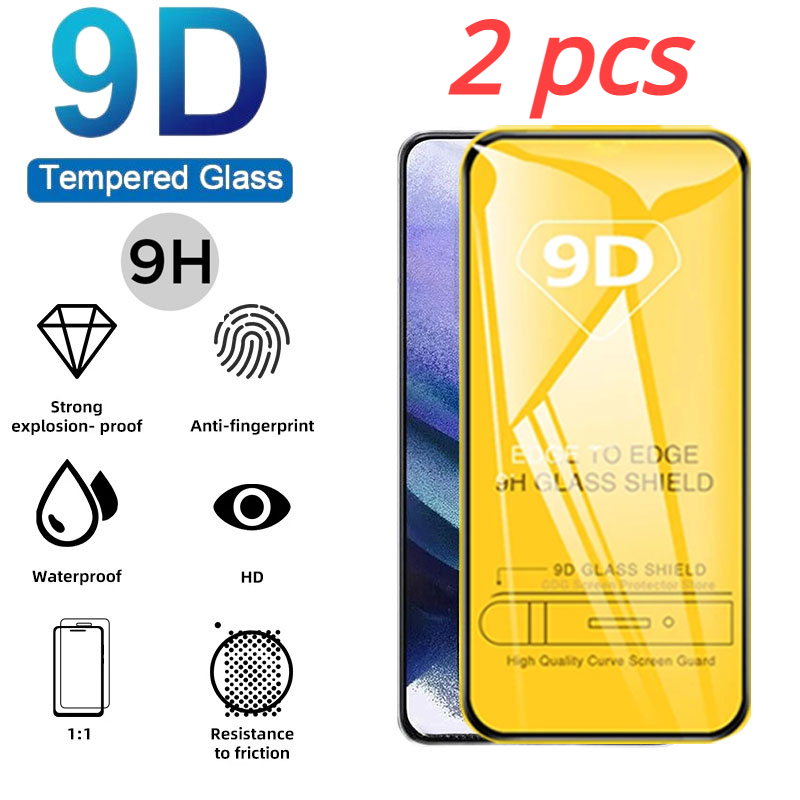 Protecteur d'écran, 2 pièces, Film en verre trempé 9D pour Samsung Galaxy S22 S21 Plus S20 FE S10E Lite A10S A20S A30 A50 A70 A21s A31 A41