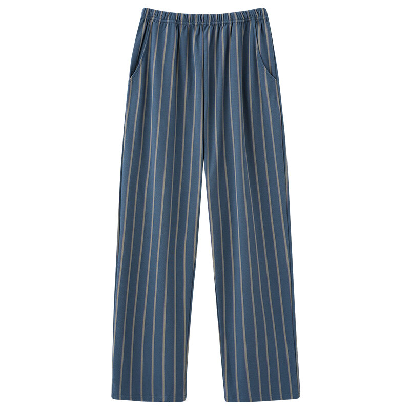 7XL-4XL prążkowany spód do spania męskie bawełniane długie spodnie domowa piżama miękka, wiosenna jesień spodnie z elastyczną gumką w pasie codzienna bielizna nocna
