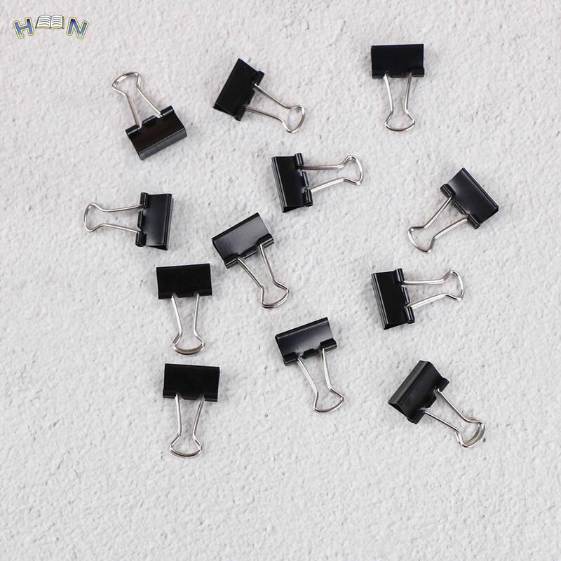 12Pcs/lot 15mm Black Metal Binder Clips Notes File Letter Paper Clip Photo Binding Stationery Accessories Office Supplies
