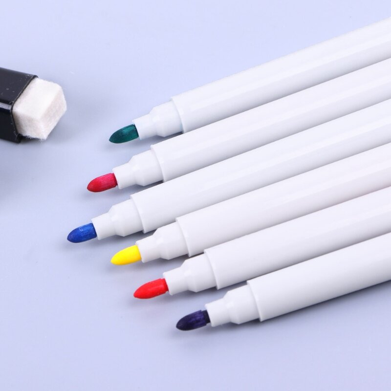 Juego de bolígrafo de pizarra magnético, marcador borrable, suministros escolares de oficina, 8 colores, 1 Juego