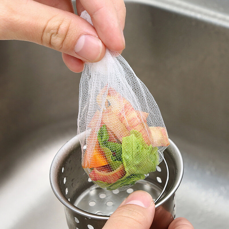 Anti-bloqueio cozinha pia filtro malha saco, filtro descartável, líquido, sacos para coleta de resíduos alimentares, sobra lixo