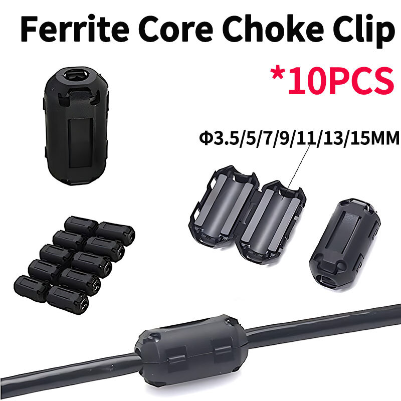 Filtre de démagnétisation anti-interférence pour noyau de ferrite de câble, clip de starter, diamètre intérieur EMC 3.5mm, 5mm, 7mm, 9mm, 11mm, 13mm